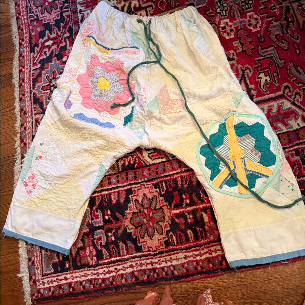 Colorful Patchwork Women's Straight Leg Pants - Picture 3 of 11